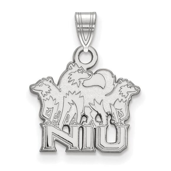 10k White Gold Northern Illinois U. Small Logo Pendant - Picture 1 of 3